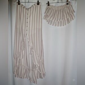 American Eagle Outfitters Two Piece High Low Striped Skirt and Crop Top